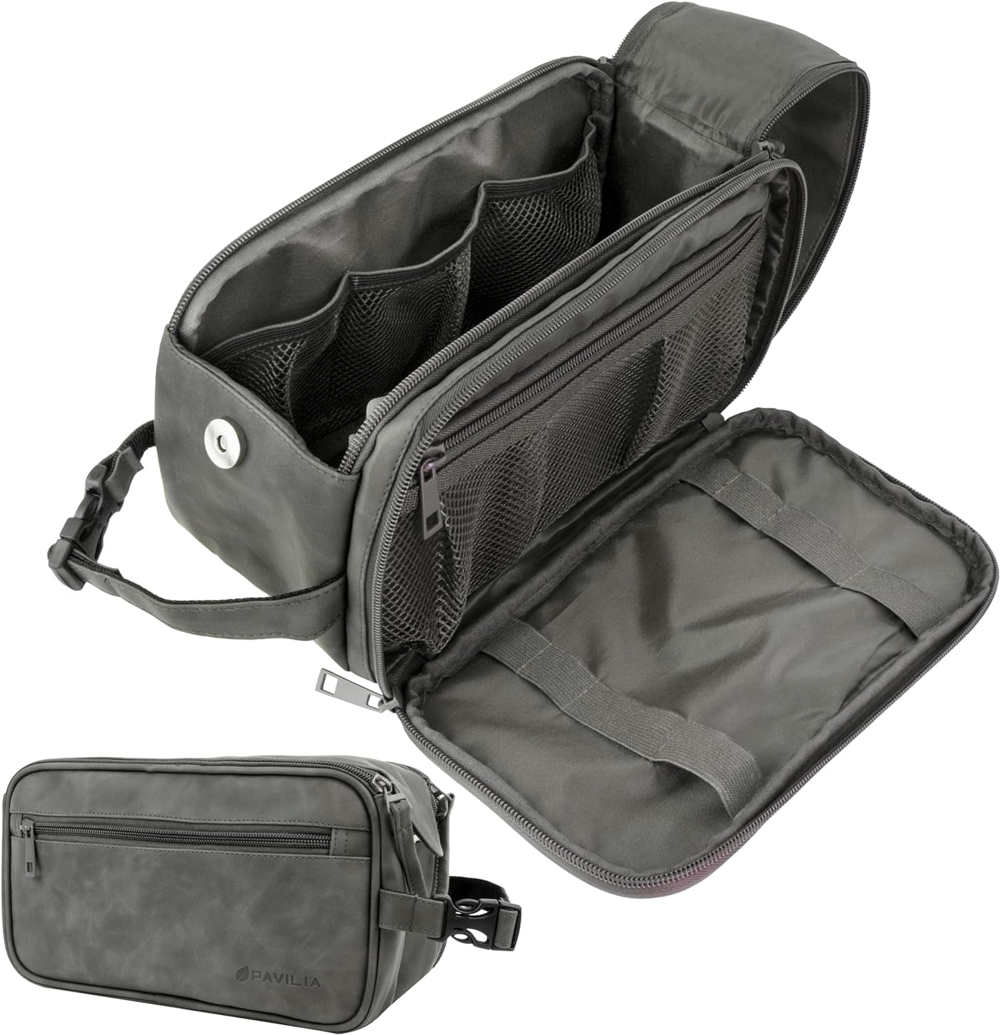 PAVILIA Men's PU Leather Toiletry Bag