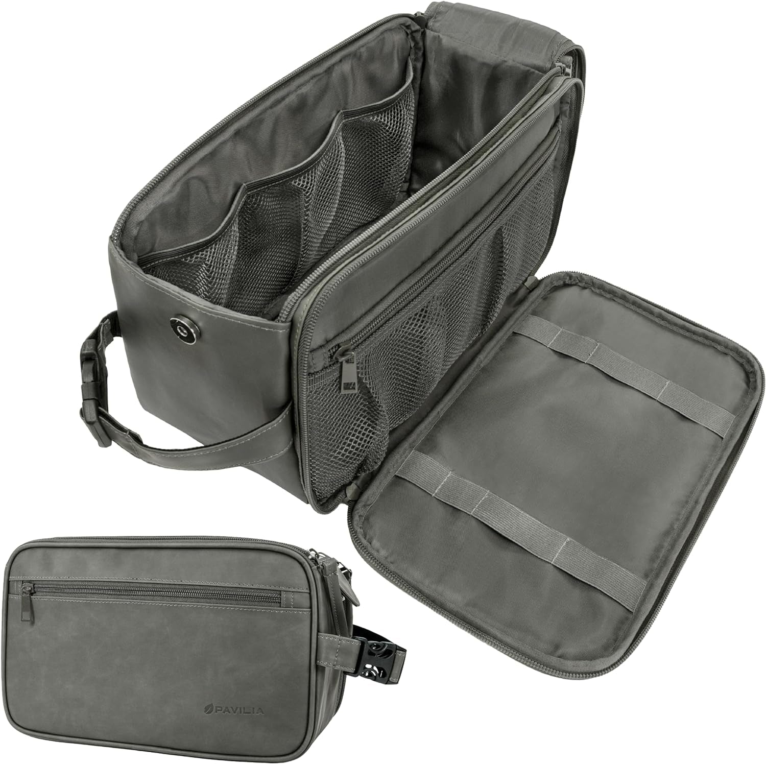 PAVILIA Men's PU Leather Toiletry Bag