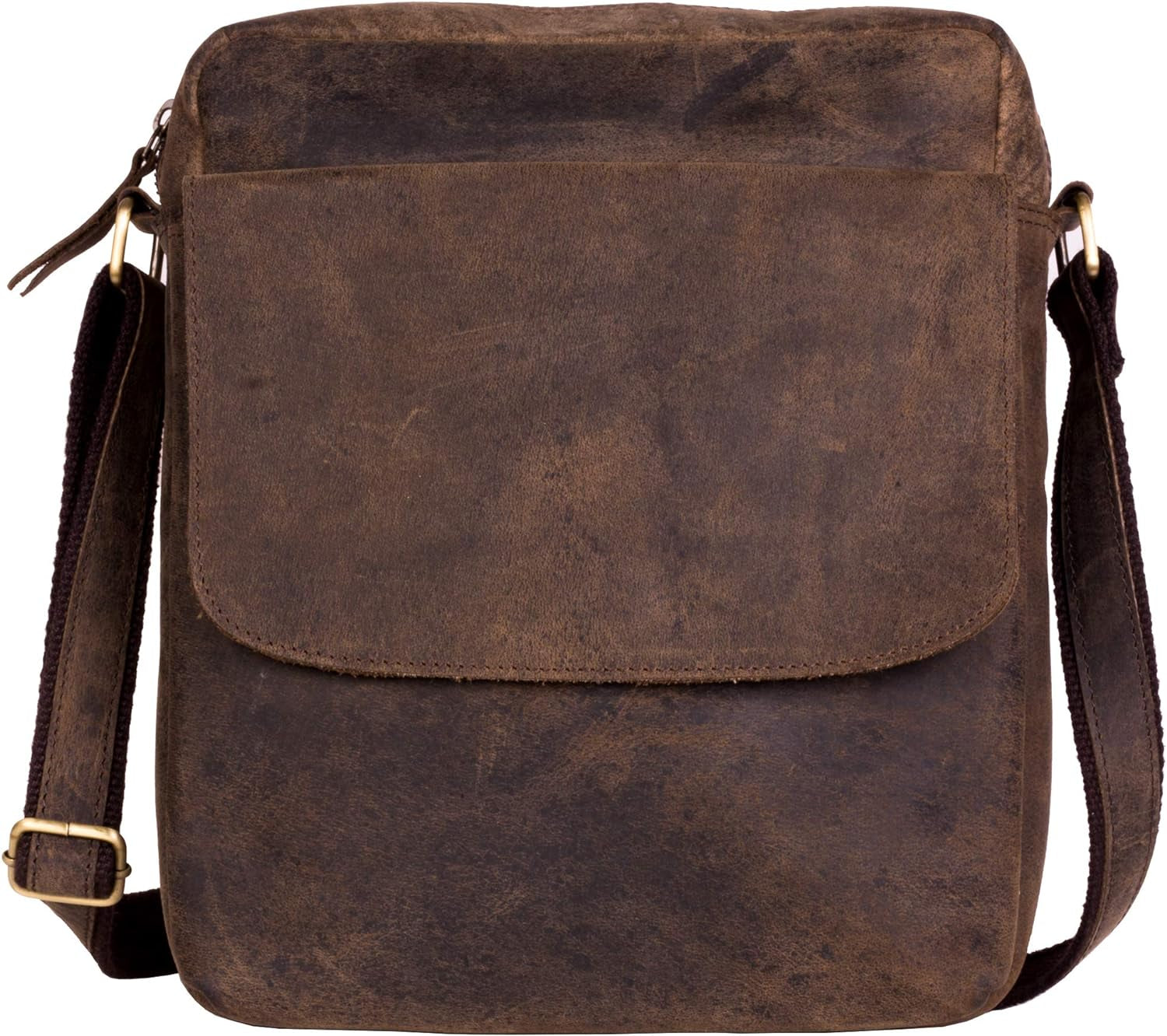 KomalC Full-Grain Leather 11-Inch Messenger Bag