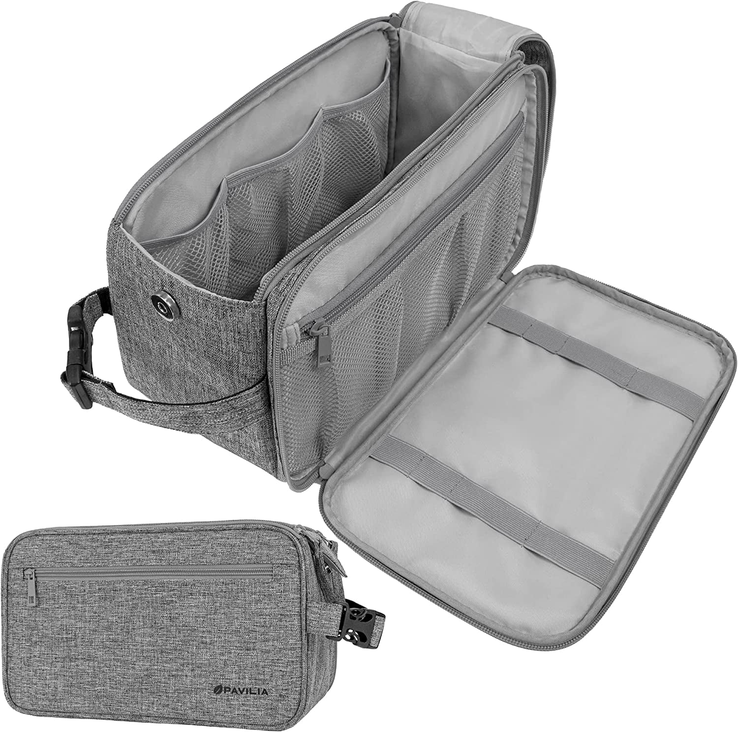 PAVILIA Men's PU Leather Toiletry Bag in Gray