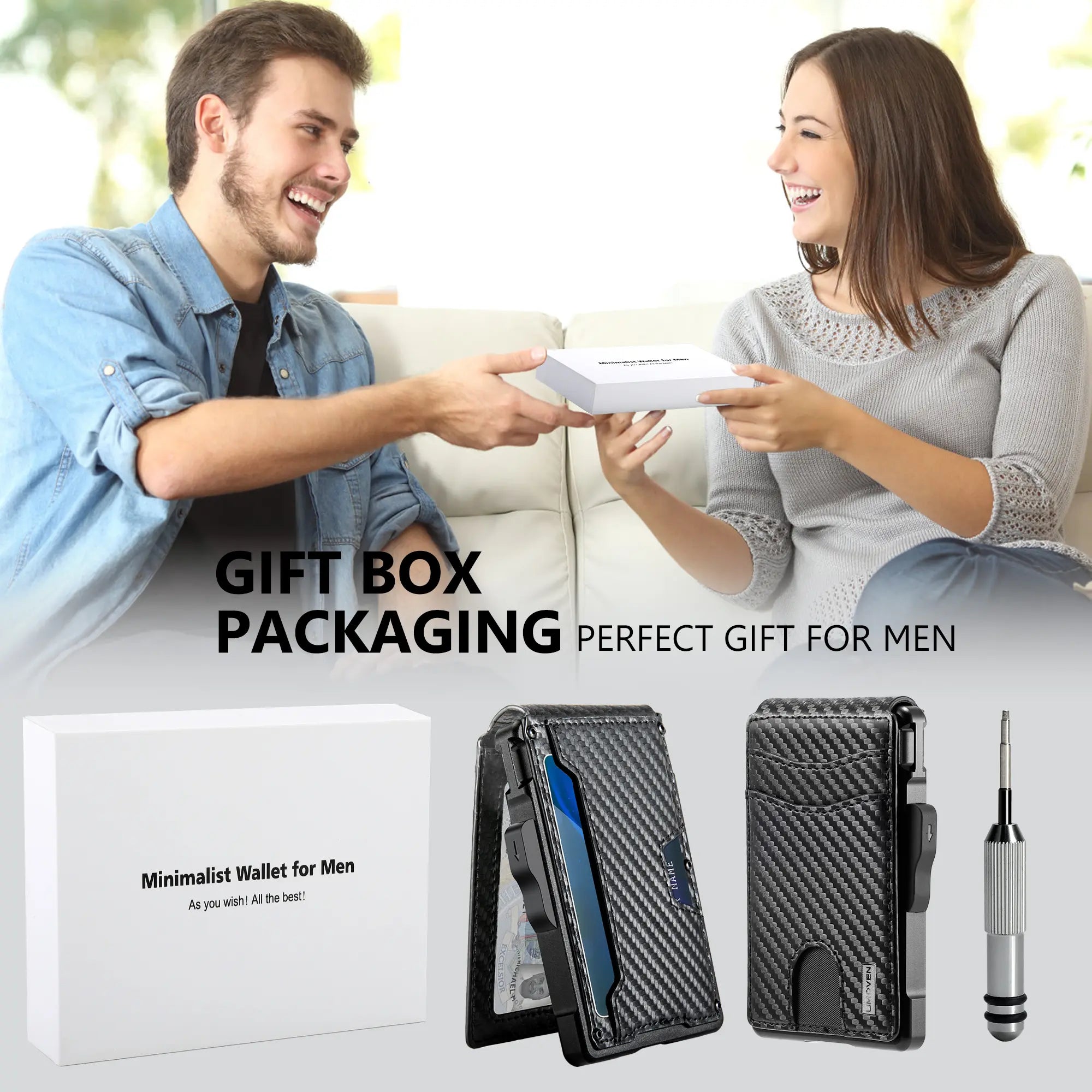 Umoven Wallet for Men - Minimalist Bifold Wallet with RFID Protection