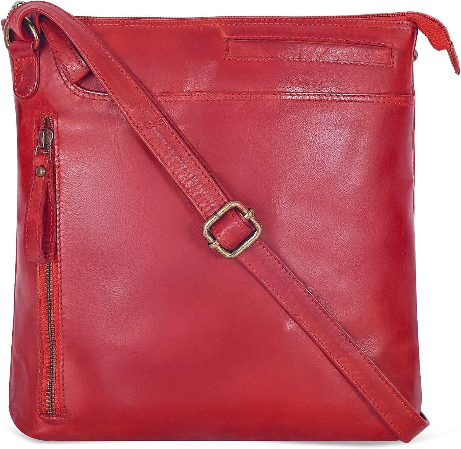 Oak Leathers Women's Genuine Leather Crossbody Bag in Smooth Green