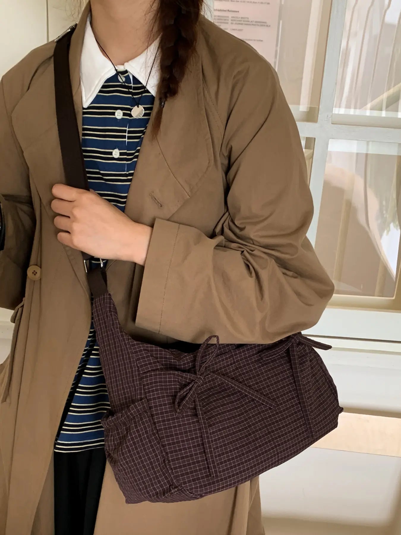 Niche Sweet Cool Stylish Simple, Versatile One-Shoulder Messenger Bag, Shoulder Strap Messenger Bag with Adjustable Personality, Retro Plaid One-Shoulder Underarm Bag, Casual and Everyday Suitable for Shopping and Dating, Etc.